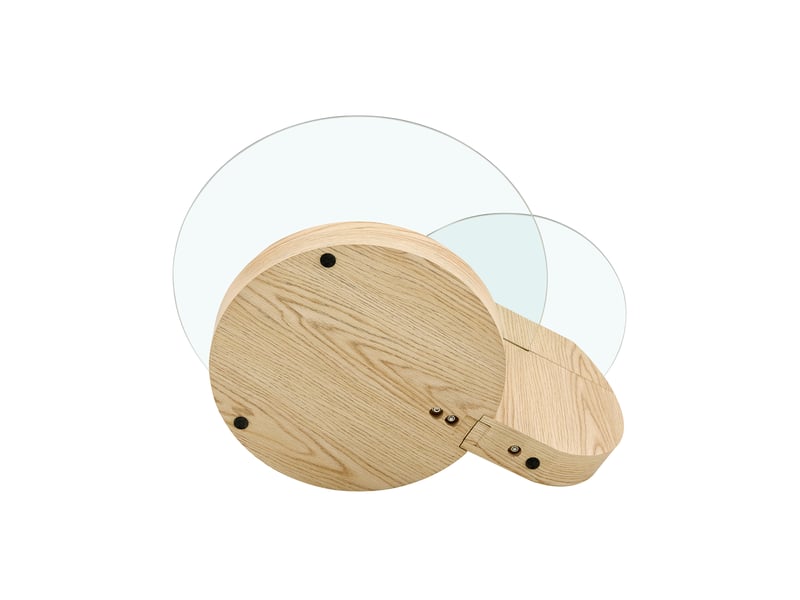 Table basse minimaliste moderne à deux niveaux en verre de sécurité, 90 x 70 x 44 cm, design multicouche, bois - Conforama A