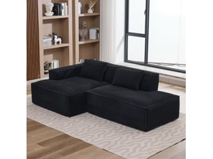 Canapé droit compressé fixe MODENVIE 2 places Polyester noir