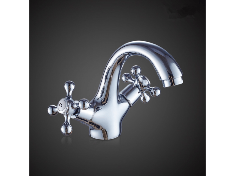  Robinet lavabo rétro mitigeur vintage pour salle de bains, finition chromée argentée PB502356 - Conforama B