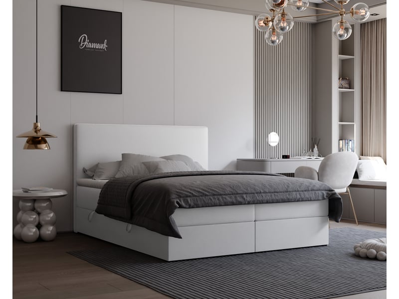  Lit coffre giulia - 180x200 cm - avec matelas et surmatelas - éco-cuir - blanc GIULIA - Conforama B