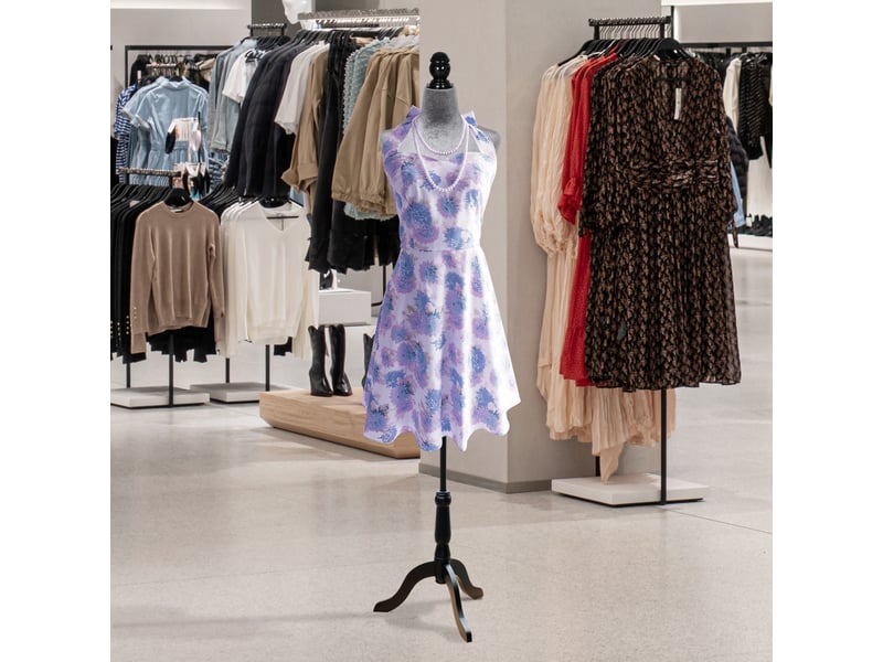  Mannequin de couture ajustable 130-168 cm avec trépied en bois pour la photographie de mode et la présentation de vêtements - gris  - Conforama C