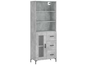 Buffet haut - bahut - meuble de rangement gris béton 69,5x34x180 cm bois d'ingénierie