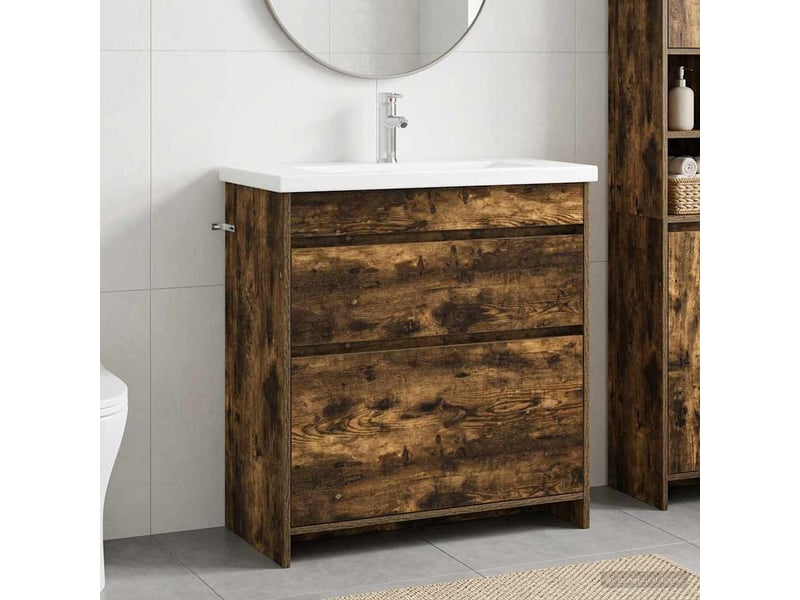 Ensemble de mobilier de salle de bain chêne fumé shl8175 - Conforama B