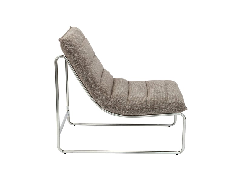  Fauteuil relax tissu chenille armature chromée taupe - silver  - Conforama E