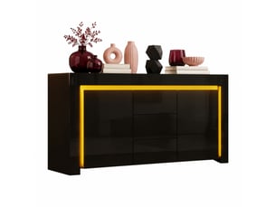 Buffet 2 porte(s)  3 tiroir(s) MEUBLIV  - 140 cm coloris noir 