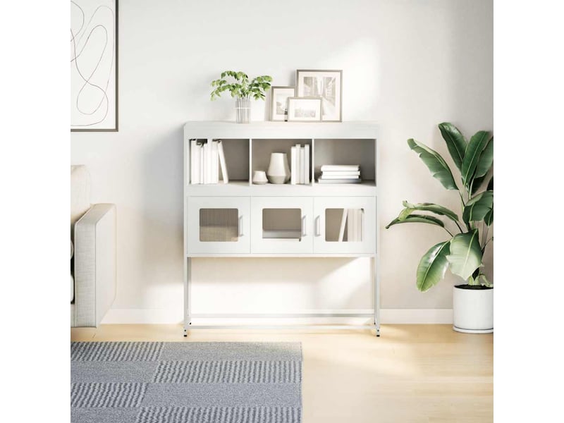  Buffet - bahut - meuble de rangement blanc 100,5x39x107 cm acier laminé à froid  - Conforama D