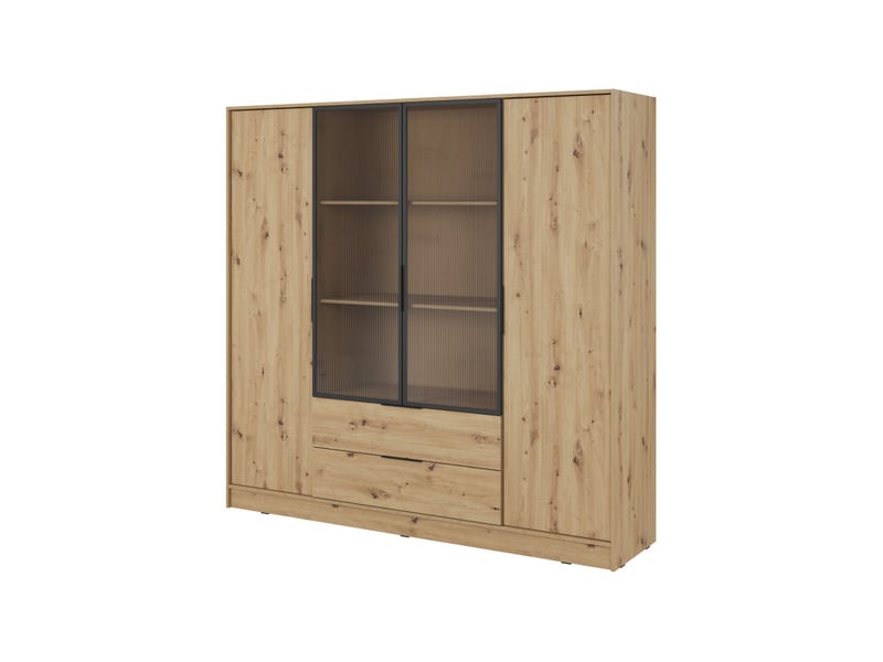 Mirage - armoire 2 tiroirs et 4 portes dont 2 vitrées centrales 206cm  - Conforama C
