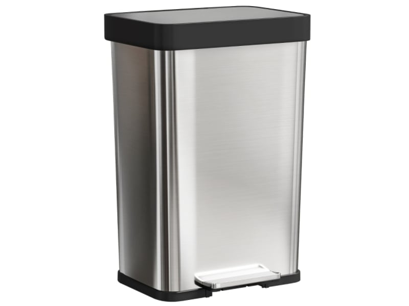  Poubelle à pédale 60 l en inox, couvercle à fermeture douce, argentée  - Conforama A