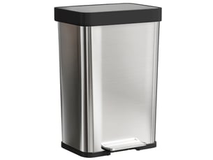 Poubelle à pédale 60 l en inox, couvercle à fermeture douce, argentée