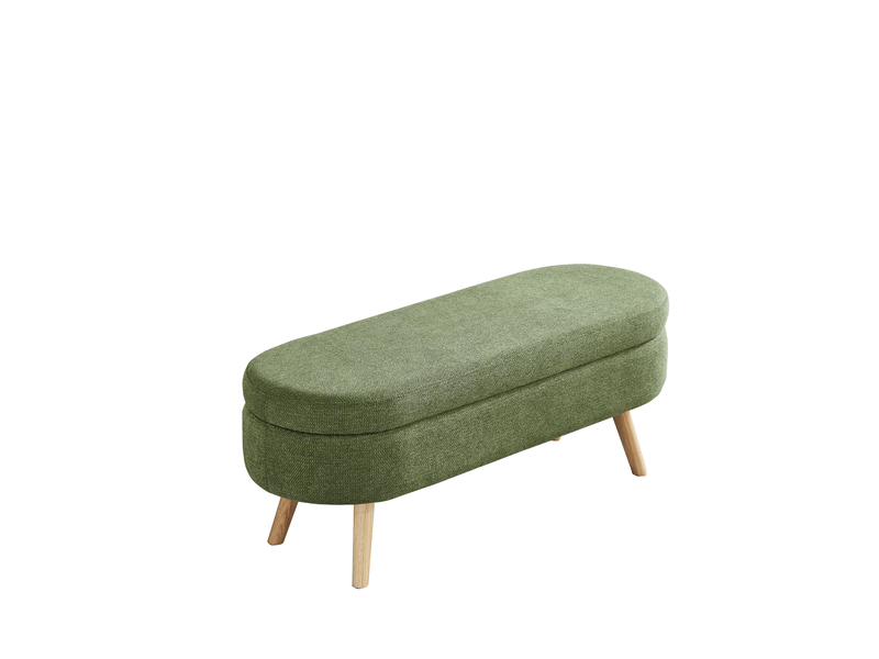 Banc de lit coffre 110x40x42 cm, rangement, banc d'entrée, bout de lit, pour chambre, salon ou couloir, chenille, vert  - Conforama A
