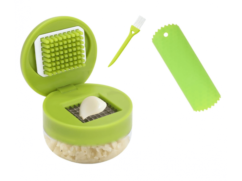  Set de presses ail, presse-ail manuel, avec outil éplucheur en silicone et brosse de nettoyage, lames en acier inoxydable alimentaire  - Conforama A