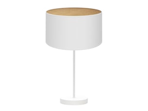 Fabrilamp tania grande lampe à poser blanc effet bois clair, abat-jour textile effet bois, 1 x e27, 62 cm