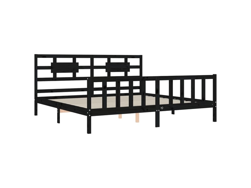 Lit double- lit adulte - cadre de lit sans matelas noir 200x200 cm bois massif de pin - Conforama D