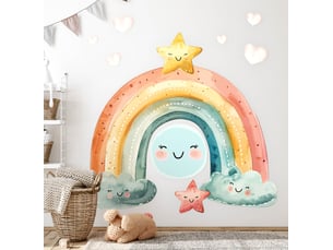 Sticker mural - arc-en-ciel et étoiles100x110 cm