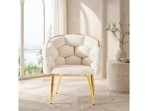 Lot de 2 chaises de salle à manger,62x41x74 cm,avec pieds métal doré,velours,beige