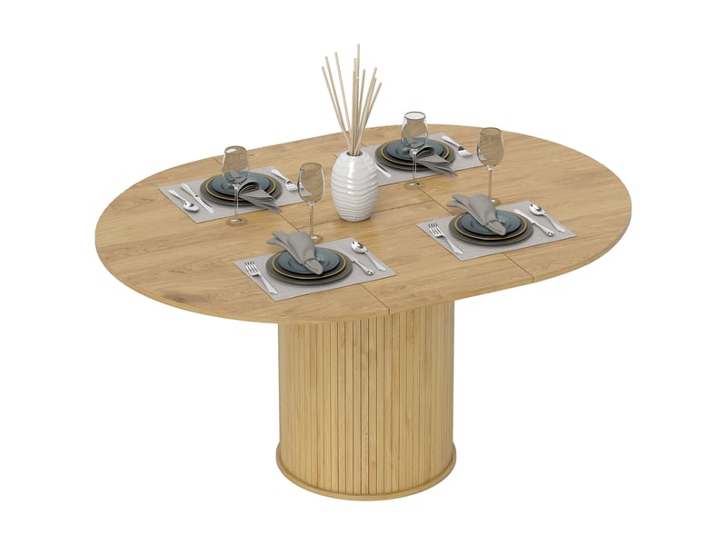  Table à manger extensible, table de cuisine mdf, couleur bois naturel 150x110x75cm  - Conforama A