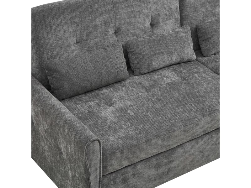  Canapé convertible 3 places 176 cm en chenille gris, dossier 3 positions, assise extensible et repose-jambes Fay Lum - Conforama E