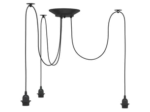 Lampe suspendue, suspension luminaire avec 3 porte-lampes e27 noir métal
