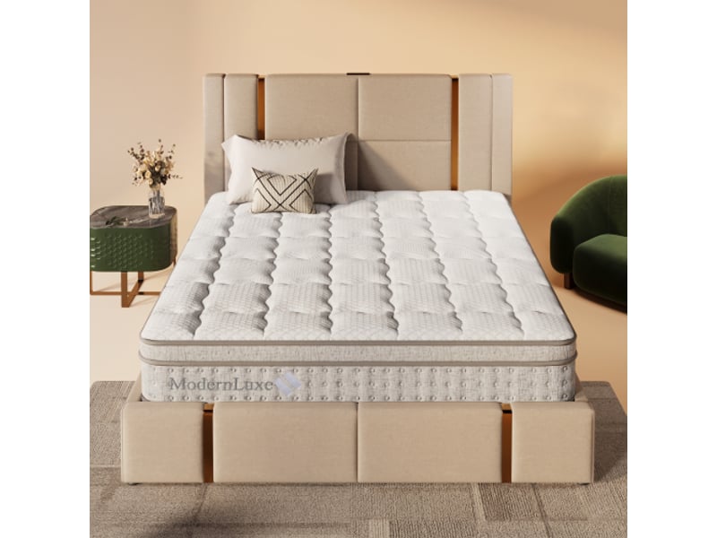Matelas à ressorts ensachés 7 zones 180 x 200 cm h3, matelas hybride de 25 cm d'épaisseur avec mousse à froid, respirant et offrant un soutien maximal, certifié oeko-tex, format king size pour adultes - Conforama B