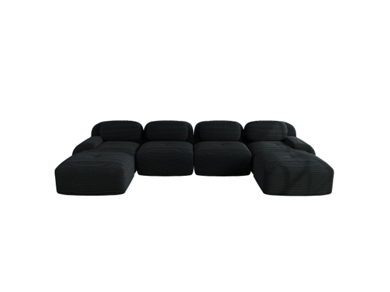  Canapé u modulaire sans montage - velours côtelé respirant - accoudoirs larges - noir - salon et chambre  - Conforama A