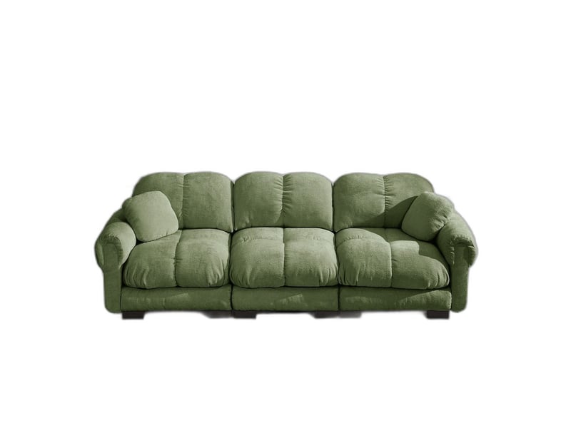  Canapé 3 places modulaire en chenille vert avec 2 coussins déco, assises épaisses et dossier ergonomique SF20260031013 - Conforama A
