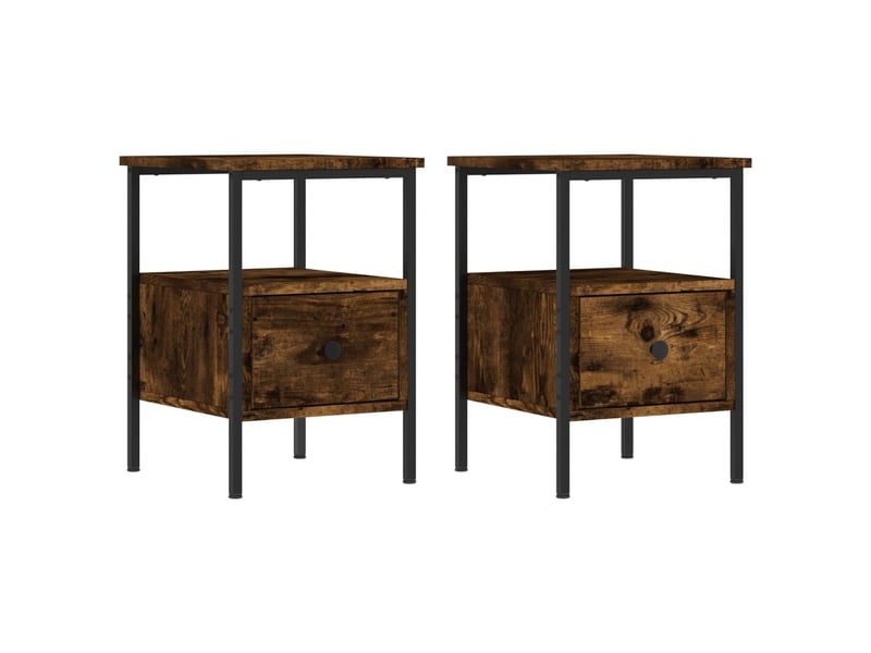  Lot de 2 tables de chevet - cabinet de chevet - table de nuit chêne fumé 34x36x50 cm bois ingénierie  - Conforama A