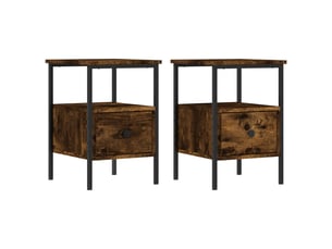 Lot de 2 tables de chevet - cabinet de chevet - table de nuit chêne fumé 34x36x50 cm bois ingénierie