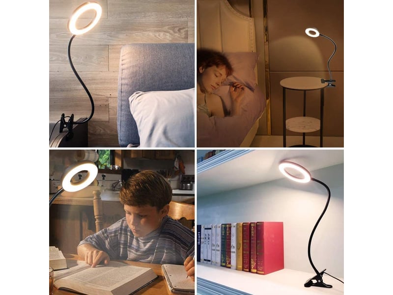  Lampe de bureau à pince flexible à 360° 3 modes d’éclairage &amp;10 niveaux de luminosité  - Conforama C