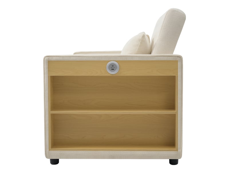  Canapé convertible 2 places beige chenille, canapé lit avec rangement de rangement et dossier réglable 3 positions, salon moderne  - Conforama R
