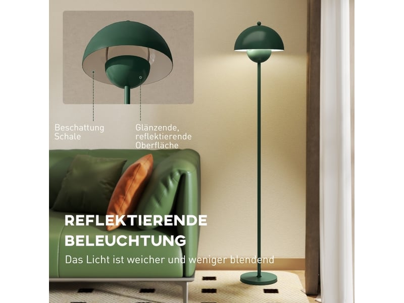  Lampadaire design ø30 x h155 cm – vert – lumière réfléchie, interrupteur au pied et douille e27 remplaçable  - Conforama D
