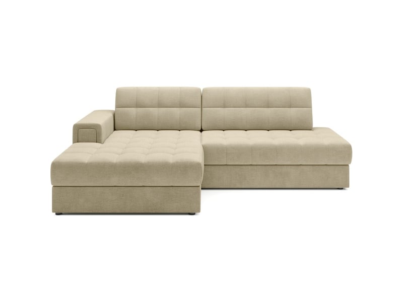  Canapé d'angle convertible cubito beige 240 cm avec coffre de rangement et couchage  - Conforama A