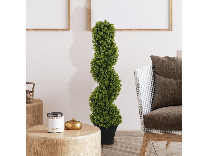  Eucalyptus artificiel spiralé avec pot inclus, pour une utilisation intérieure et extérieure, hauteur 90 cm, vert  - Conforama C