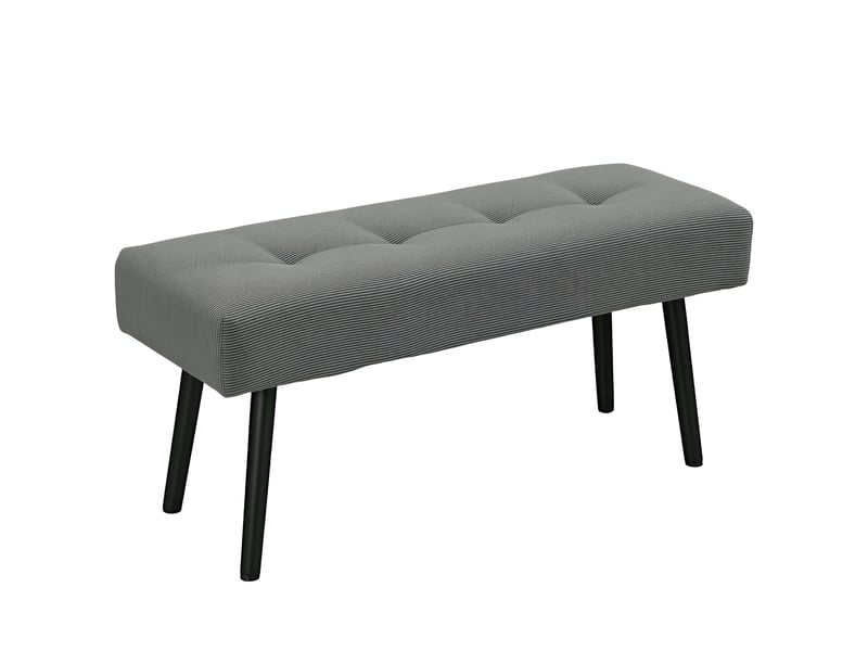  Banc capitonné en velours côtelé, banc de lit avec pieds en métal, banc à chaussures 100 x 36 x 45 cm gris  - Conforama A