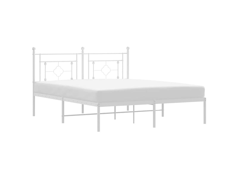  Lit double- lit adulte -  cadre de lit métal sans matelas et tête de lit blanc 150x200 cm  - Conforama A