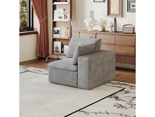Fauteuil 1 place gris en velours côtelé 90x90x60 cm