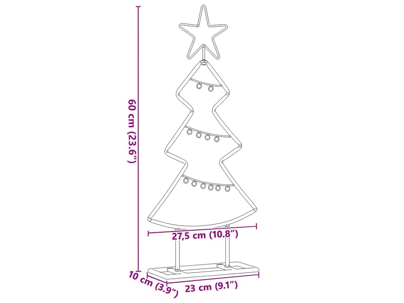 Arbre de noël, décoration de noël en métal noir 60 cm acier cf61735 - Conforama E