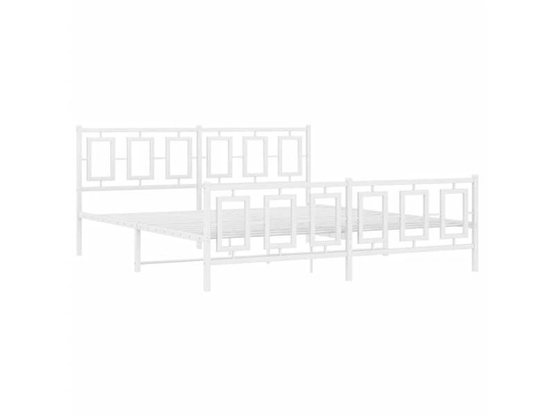  Lit double- lit adulte -  cadre de lit métal sans matelas et pied de lit blanc 180x200 cm  - Conforama B