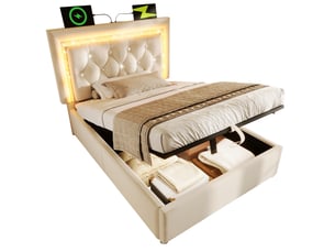 Lit simple 90x200 cm coloris beige