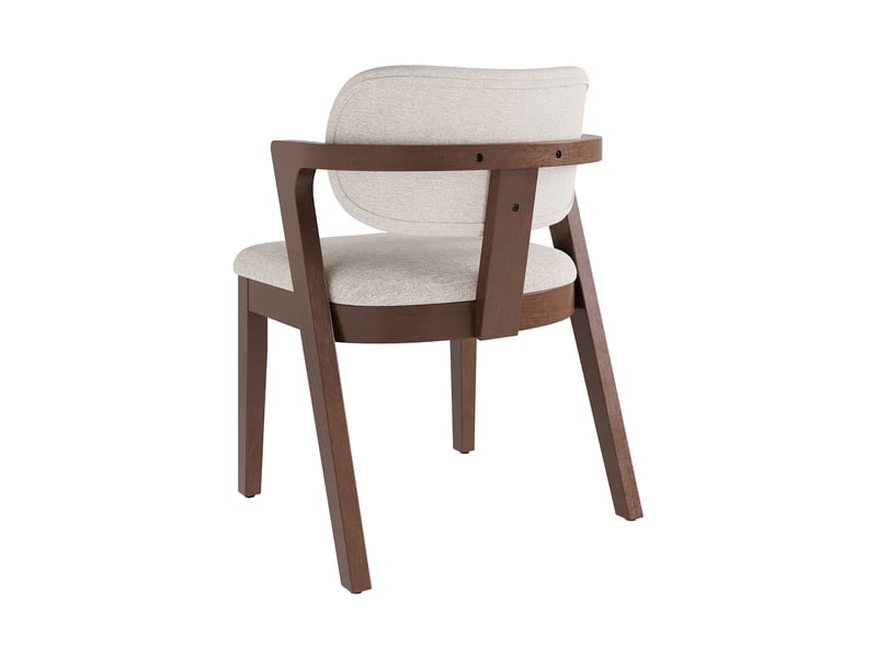 Lot de 2 chaises de salle à manger en bois massif noyer, tissu lin beige avoine - Conforama E
