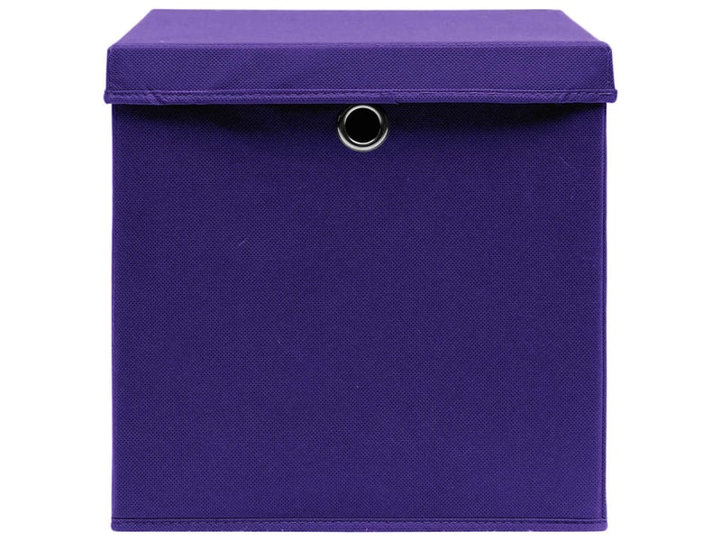 Boîtes de rangement et couvercles 10pcs violet 32x32x32cm tissu - Conforama D