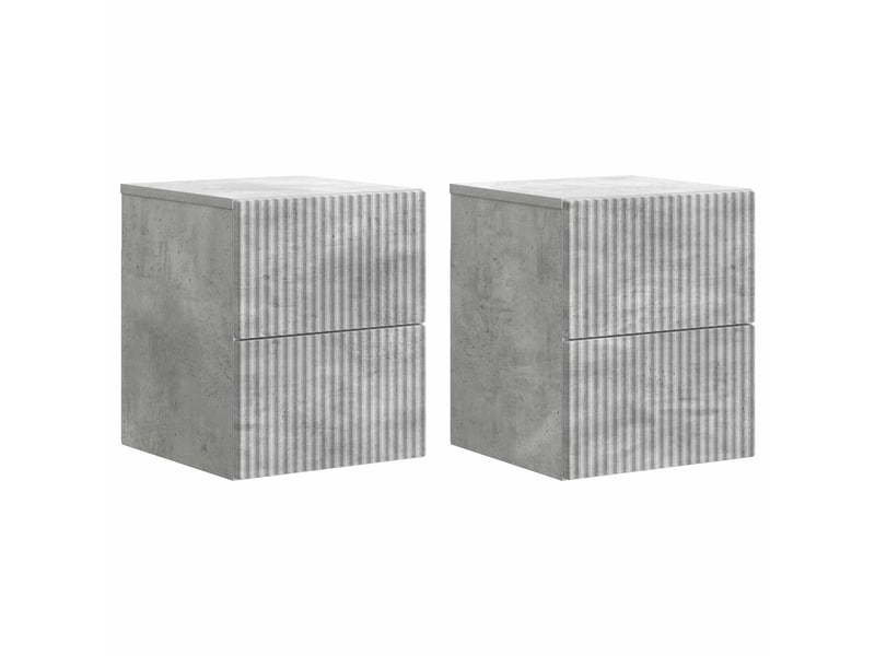  Table de chevet - cabinet de chevet - table de nuit mural 2 pièces gris béton 33 x 34,5 x 40 cm  - Conforama A