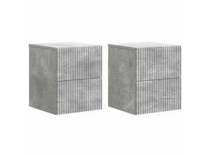 Table de chevet - cabinet de chevet - table de nuit mural 2 pièces gris béton 33 x 34,5 x 40 cm