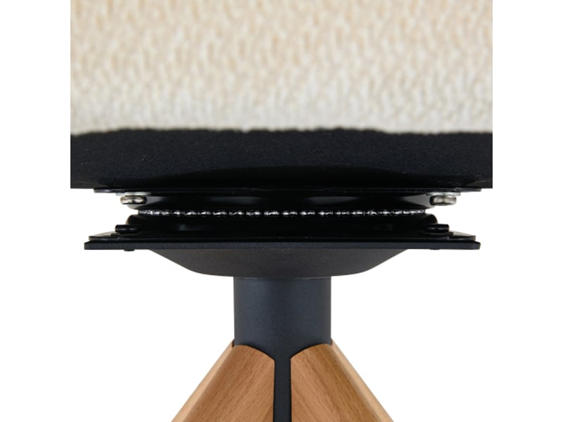  2 chaises pivotantes rétro-luxe, tissu crème, pieds bois massif, 81,5 cm, pivot 360° silencieux  - Conforama E