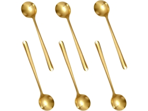 6 pièces cuillères à café doré, cuillère à café en acier inoxydable, petite cuillère à dessert pour thé crème glacée, mini cuillères à expresso