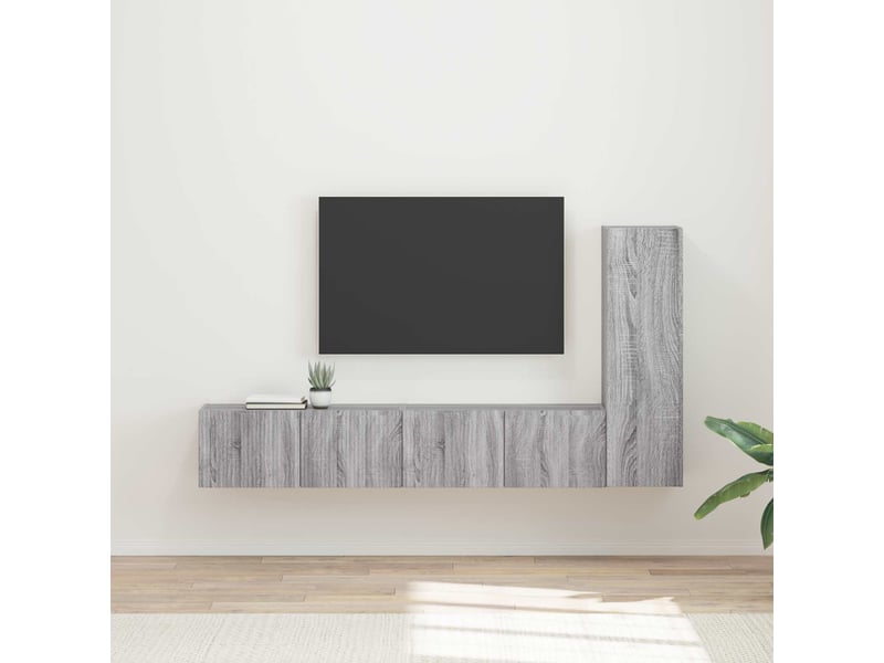  Ensemble meuble tv - banc tv - meuble de rangement 3 pcs gris sonoma bois d'ingénierie  - Conforama B