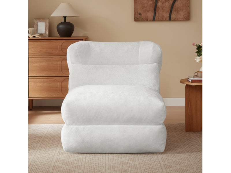  Fauteuil convertible en chaise longue 90x118x86 cm blanc en mousse  - Conforama D