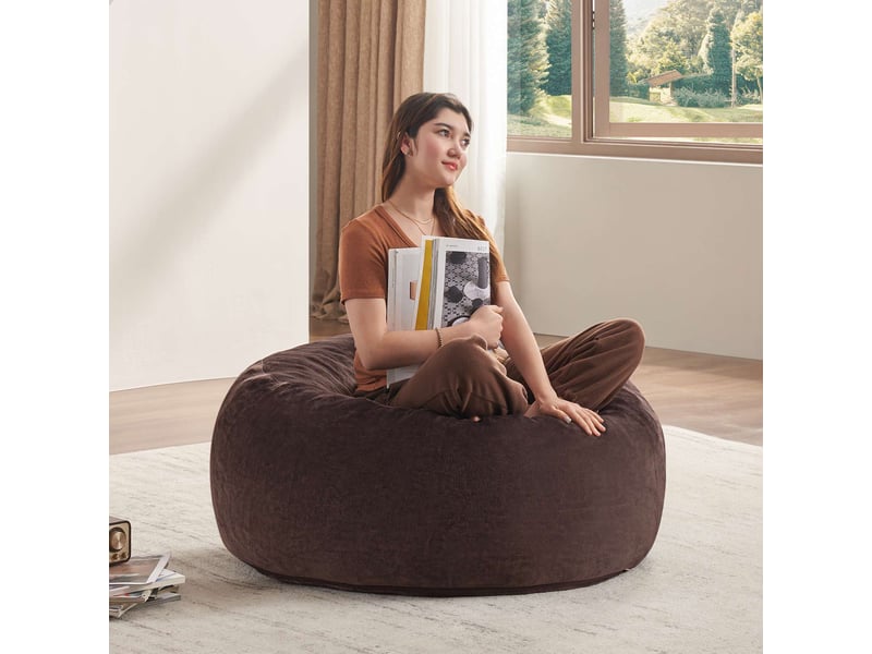 Pouf poire adulte,90x90x50 cm,pliable,éponge,marron - Conforama B