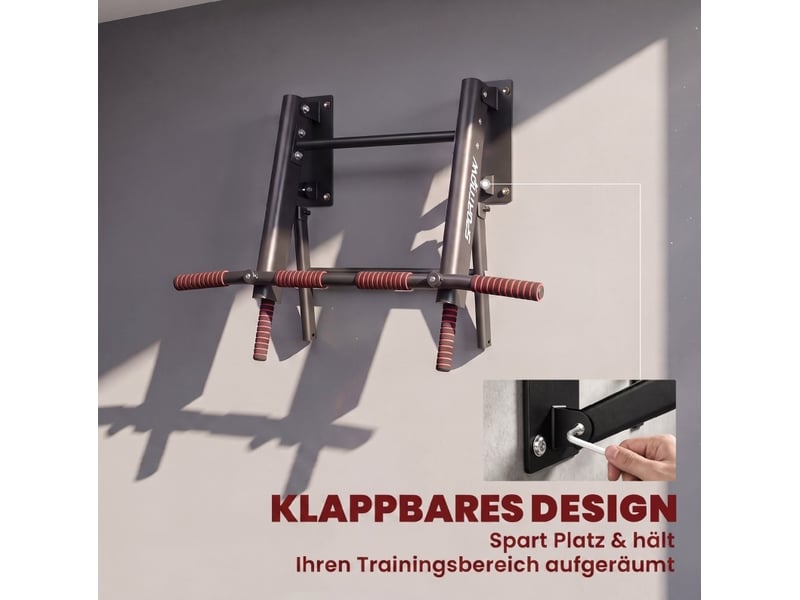 Barre de traction murale pliable 98 x 65 x 31 cm – noire – charge maximale 120 kg – poignées antidérapantes - Conforama E