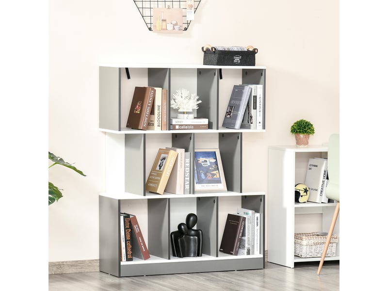  Bibliothèque à 8 niveaux pour salon et chambre, en bois, 100 x 24 x 124 cm, gris anthracite  - Conforama C