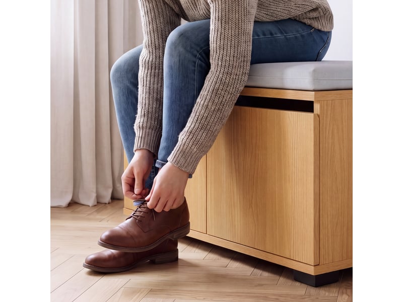  Banc à chaussures brande 42 x 80 x 35 cm effet chêne gris clair [en.casa]  - Conforama D